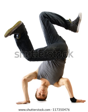 Young Handsome Fresh Man Breakdancing With Stylish Clothes. Isolated On ...