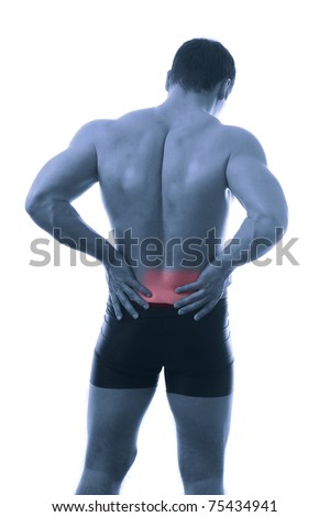 A Man Having Pain In The Small Of His Back, Back-View Stock Photo ...