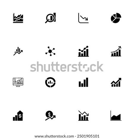 Graph icon set charts vector Chart line icons set. Graph, finance report, income growth, economy statistic, Gantt diagram, infographic, mind map, data visualization vector illustration.