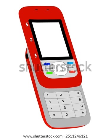 Illustration of an old red cellphone, Nokia 5300