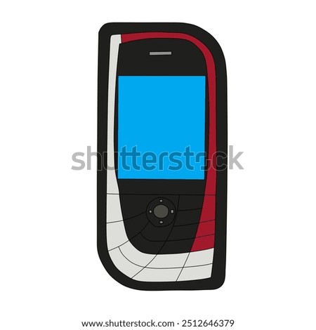 Illustration of an old Nokia 7610 cellphone in black and red