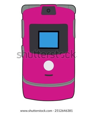 Illustration of an old pink Motorola Razr V3 cellphone