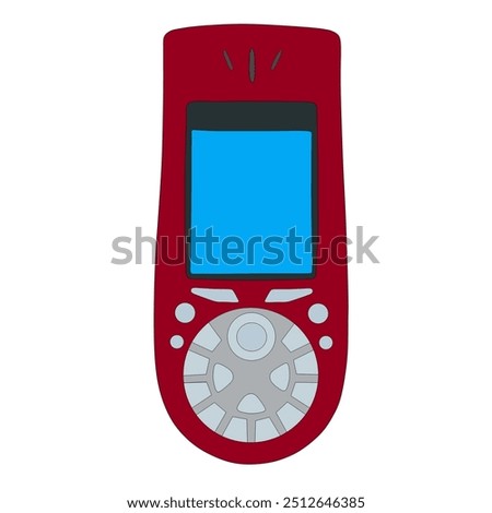 Illustration of old red Nokia 3650 cellphone on white background