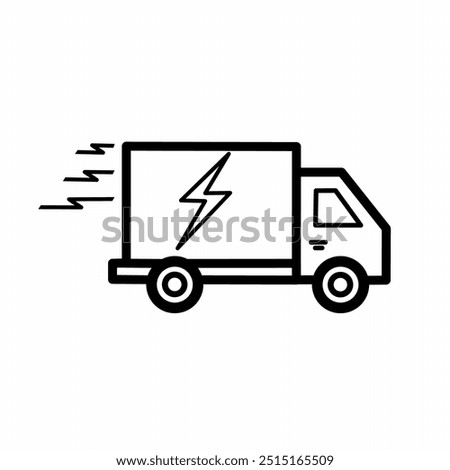 Fast delivery illustration with a picture of an expedition truck with a lightning bolt