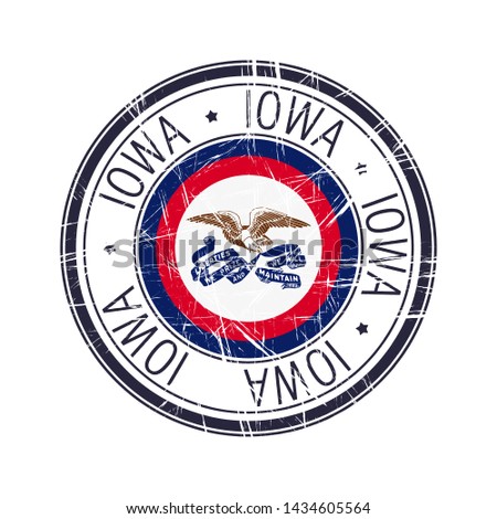 Great state of Iowa postal rubber stamp, vector object over white background