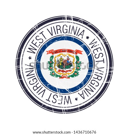 Great state of West Virginia postal rubber stamp, vector object over white background