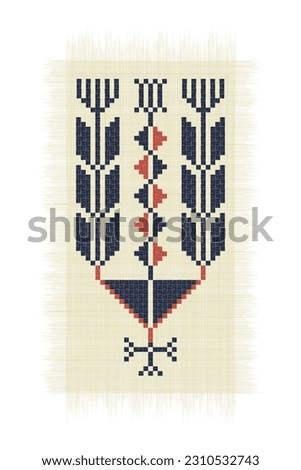 The Kohl Bottle, Palestinian embroidery Tatreez symbol drawing over white background