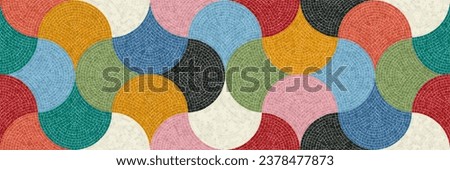 Seamless pattern with mosaic tiles, editable vector illustration