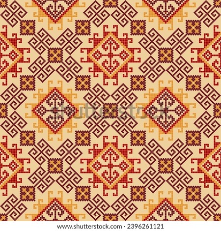 Traditional Georgian folk art embroidery vector pattern