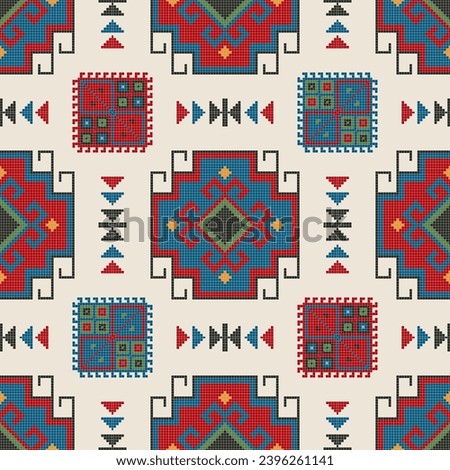 Traditional Georgian folk art embroidery vector pattern