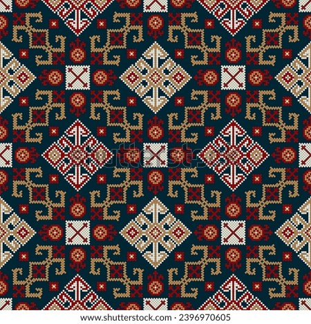 Traditional Georgian folk art embroidery vector pattern