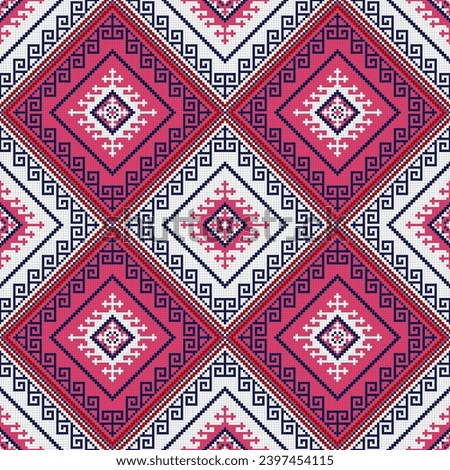 Traditional Georgian folk art embroidery vector pattern