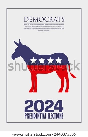 2024 Presidential text card for the democrats, copy space editable vector ilustration