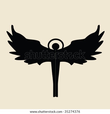 Angel Silhouette On Beige Background, Vector Illustration - 35274376 ...