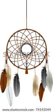 Native American Indian Dreamcatcher Over White Background Stock Vector ...