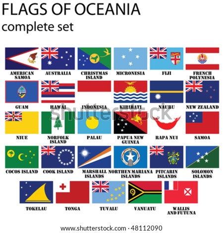 Flags of Oceania, all countries in original colors