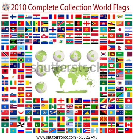 World flags and editable world map, complete collection