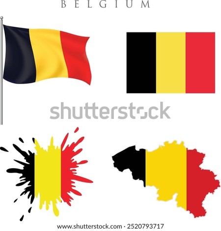 Belgium flag vector illustration .national flag and map of belgium icons. national map belgium . vector illustration 