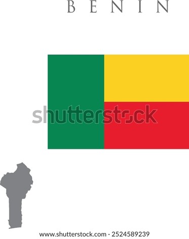 Benin flag . Benin flag and map isolated on white background . benin independence day banner