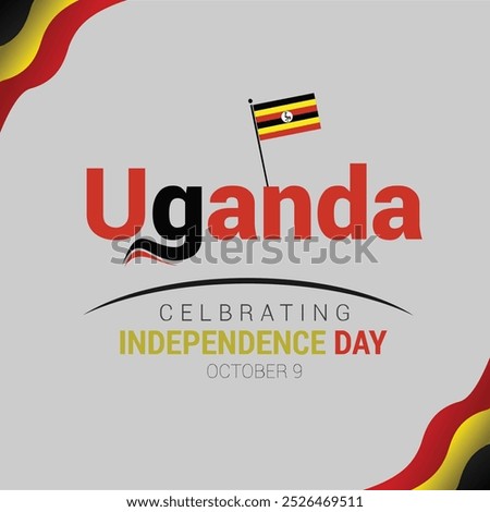 Uganda Independence Day Vector Illustration. Suitable for greeting card, poster and banner . Vector 9th October Uganda Independence Day. Black red and yellow Uganda flag lines with typography .