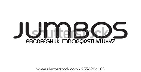 Jumbos, modern abstract digital tech font. Logo creative font, type, technology, movie, digital, music, movie. Font and illustration in vector format.
