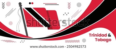 National day or Independence day design for Trinidad and Tobago celebration. Modern retro design with Trinidad and Tobago flag, abstract background