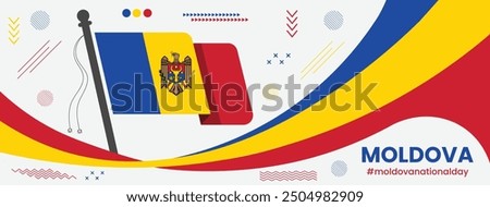 Moldova national day, Moldova national day, moldovan flag for national Day or Independence Day of moldova, Moldova Flag Abstract Background Design Template.