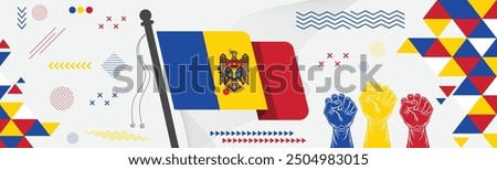 Moldova national day, moldovan flag for national Day or Independence Day of moldova, Moldova Flag Abstract Background Design Template.