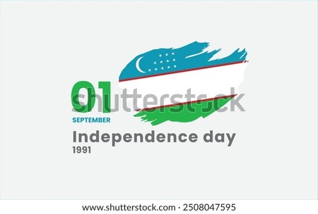 Uzbekistan Independence Day, Uzbekistan National day design, Uzbekistan flag in brush shape	