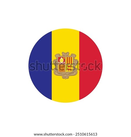 Andorra flag sign in round shape, Andorra national flag, Andorra flag on white background vector illustration 