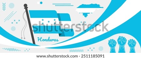 Honduras national day, Honduras flag  map, Honduras independence day with modern geometric retro abstract design