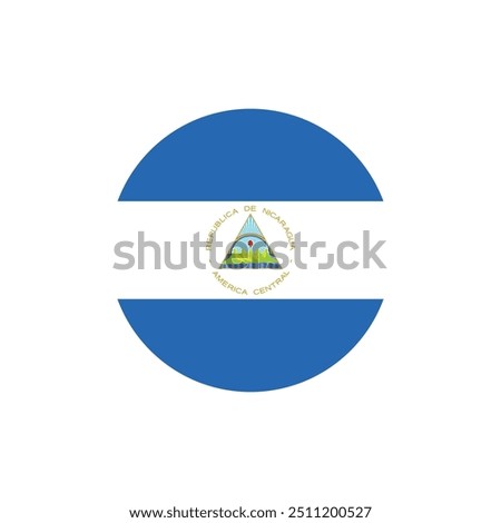 Nicaragua flag round shape. Nicaragua flag button on white background 
