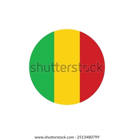 Mali flag in round circle shape, Mali flag icon, Mali flag button, Mali flag symbol