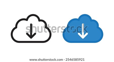 Download icon vector illustration. Download cloud arrow vector line art icon. Download symbol sign.