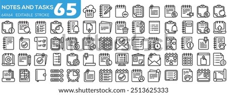 Task icon set. Containing project, to-do list, job, workflow, clipboard, multitasking, assignment and more. Solid vector icons collection.