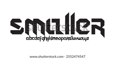 Smaller, Abstract technology science alphabet sans serif font. digital space typography vector illustration design