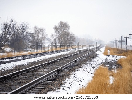 Similar – Image, Stock Photo Snowy train tracks railway