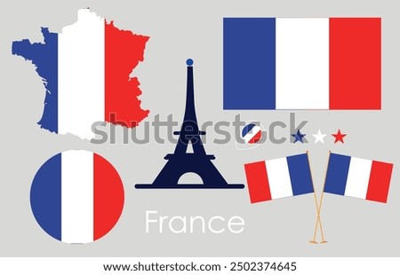 France  Flag map vector eps file