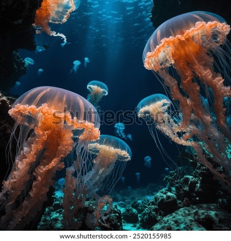 Similar – Image, Stock Photo Glowing coral reef in ocean