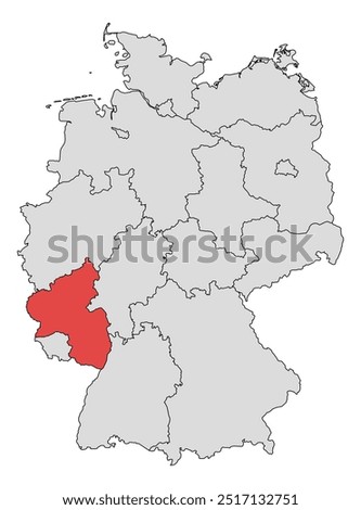 Location of Rhineland-Palatine in Germany
red colour, thin border