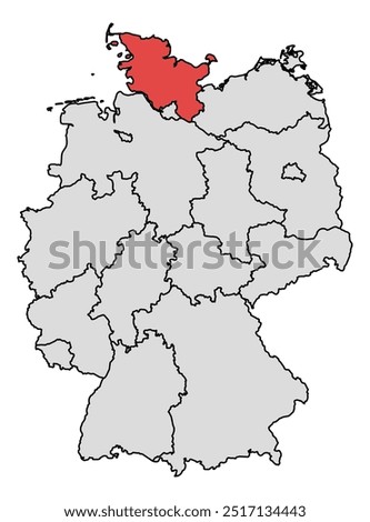 Location of Schleswig-Holstein in Germany
red colour, thick border