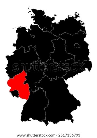 Location of Rhineland-Palatinate in Germany
red on black, white border