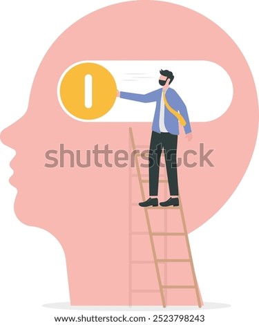 Big head human think growth mindset different fixed mindset concept vector

