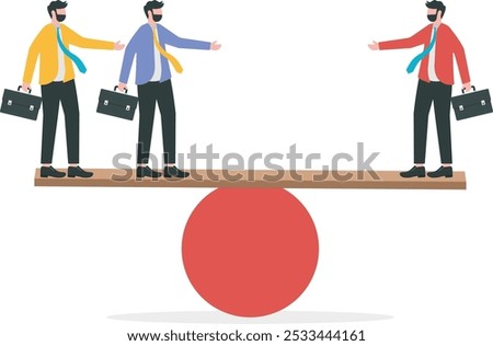 quality vs quantity employee, employee value to achieve business success, employee quality to produce good performance, one quality employee vs two employees competing on a seesaw

