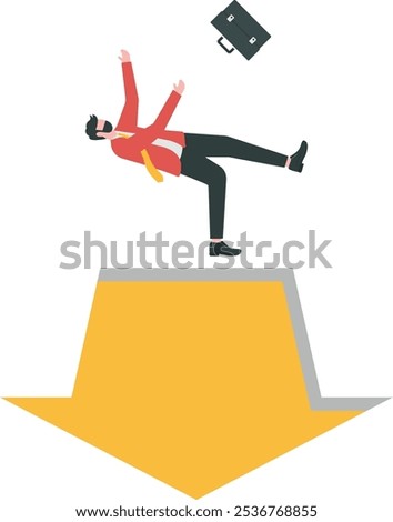 Businessman down arrow hole, business concept, wb and articles design,vector

