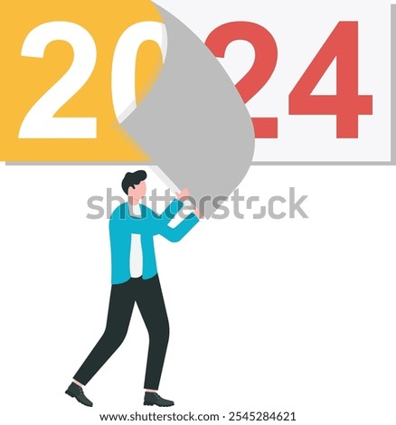 Goodbye 2023. A businessman tears off a calendar sheet of the outgoing year. Parting with the coming year.

