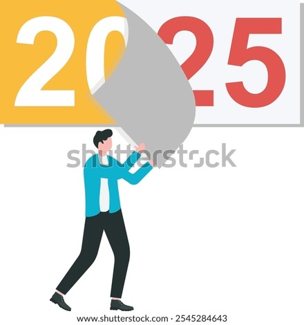 Goodbye 2024. A businessman tears off a calendar sheet of the outgoing year. Parting with the coming year.

