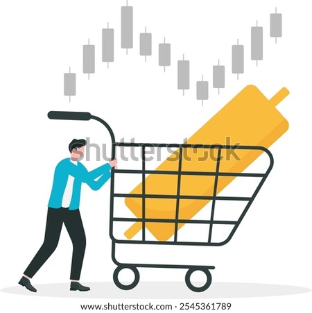 Buy the dip. Successful traders buy when the price is down. Buy the stock when the price is falling. Profitable strategy in a down market. Profit from the market collapse concept. vector illustration
