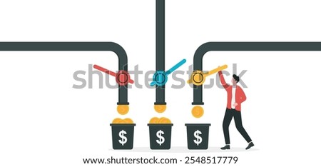 Financial wealth multiple streams of income concept. Multiple income streams from passive incomes or revenue from invest in multi assets

