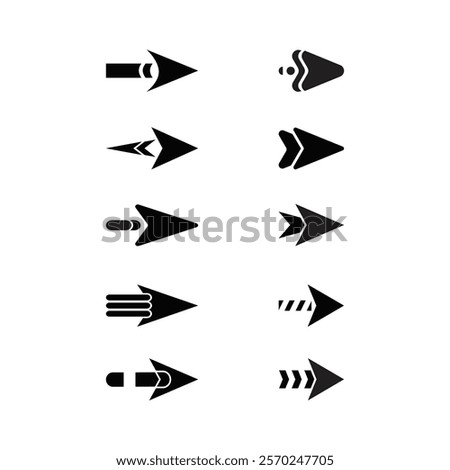 Black Silhouette Arrows set vector design  